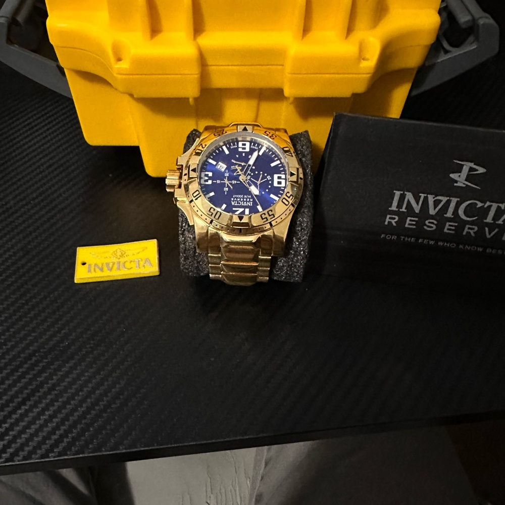 Invicta Excursion Swiss Chronograph Men’s Watch 50mm Case Gold-Tone Blue Dial 56